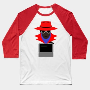 Lady Red (Afro W/Computer): A Cybersecurity Design Baseball T-Shirt